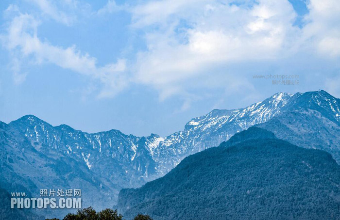 Photoshop利用魔棒工具为山峰图片加上厚厚的冰雪