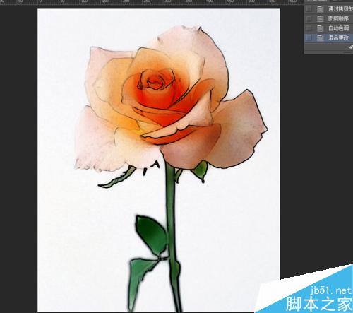 PS快速将玫瑰花照片转化为手绘效果
