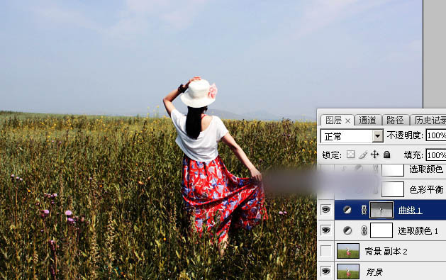 Photoshop调出偏暖的蓝褐色草原人物图片教程