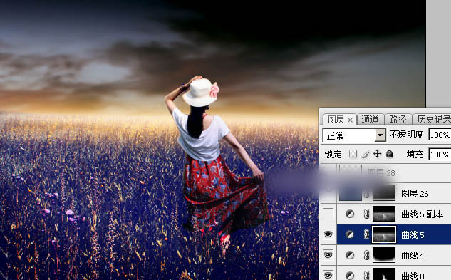 Photoshop调出偏暖的蓝褐色草原人物图片教程