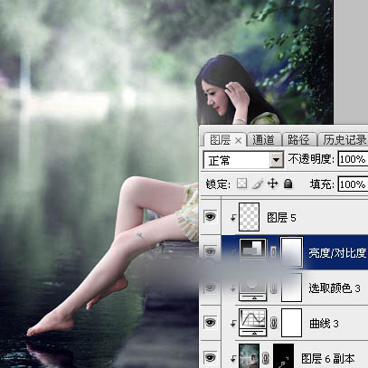 Photoshop将春季人物图片打造出唯美的古典暗绿色效果教程