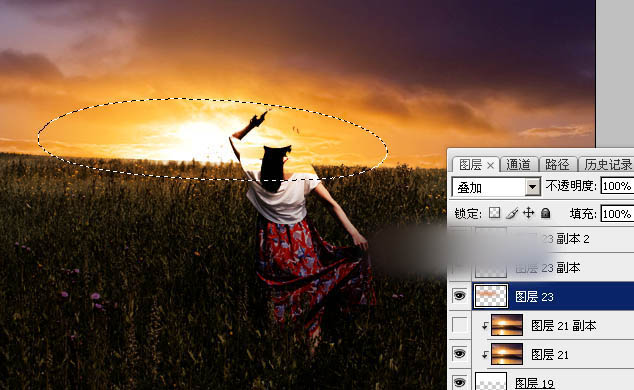 Photoshop为草原上的人物加上昏暗的暖色逆光效果教程
