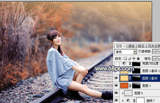 Photoshop为外景人物图片调制出甜美的秋季橙蓝色图片