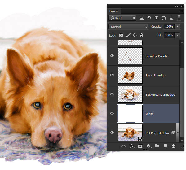 PS利用涂抹工具将宠物照片转为绘画效果