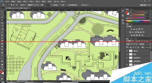 ps怎么给建筑总平面图中的建筑添加阴影？