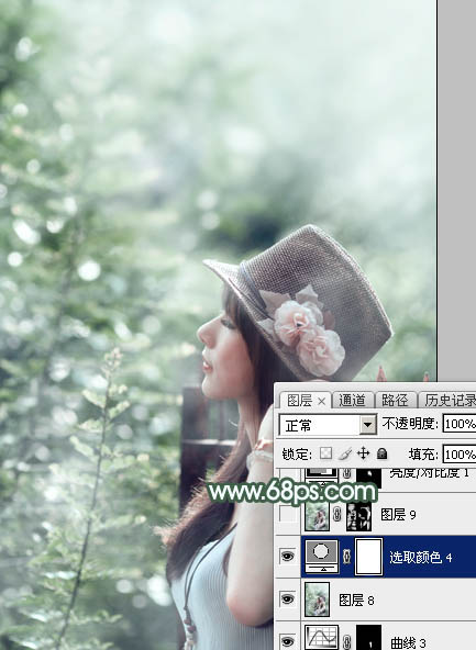 Photoshop为外景人物图片打造出古典梦幻的淡调青绿色
