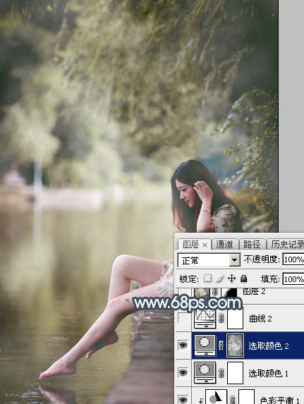 Photoshop调制出唯美的梦幻淡褐色水景人物图片