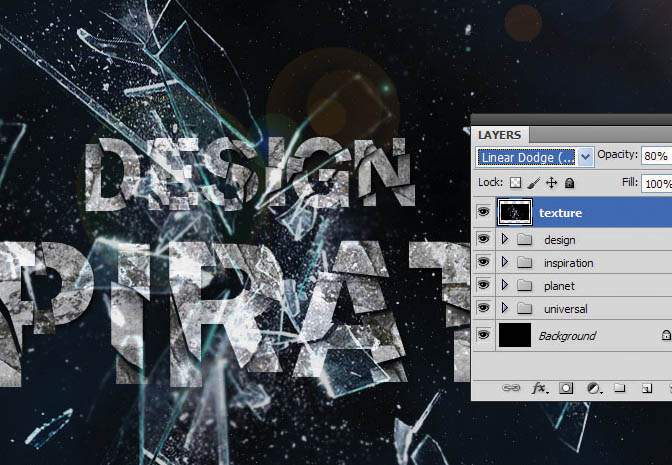 Photoshop制作极具冲击效果的裂纹碎块玻璃字