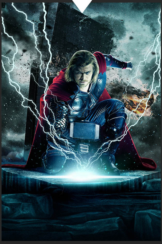 Photoshop设计制作超酷的复仇者联盟电影海报雷神篇