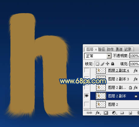 photoshop利用涂抹及减淡工具制作可爱的浅黄色毛发字