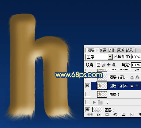 photoshop利用涂抹及减淡工具制作可爱的浅黄色毛发字