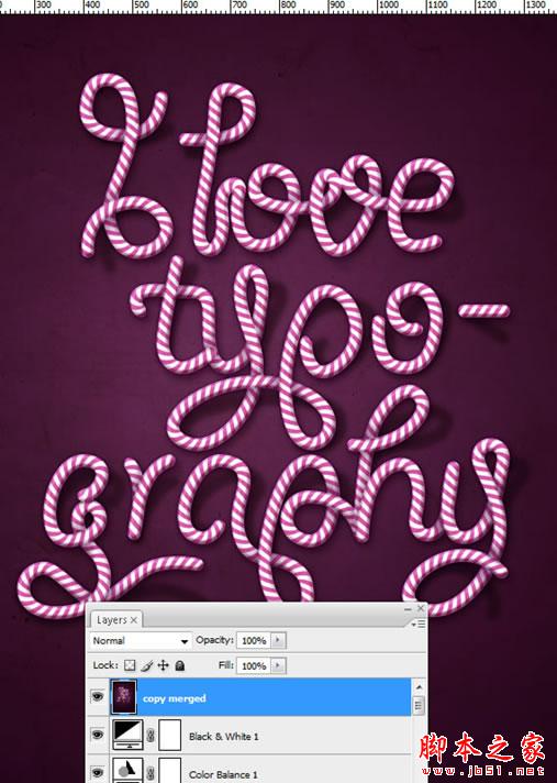 photoshop和AI绘制三维圣诞拐杖糖果条字体特效