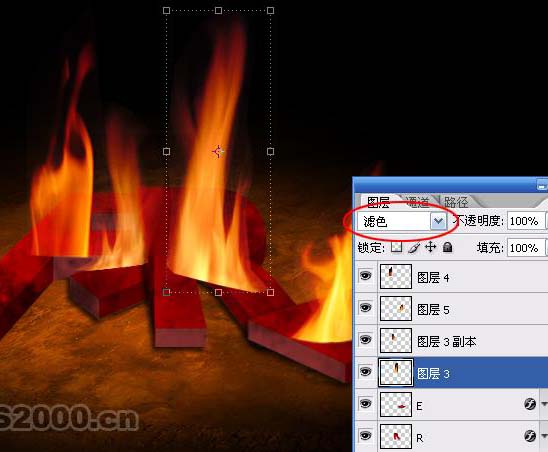 Photoshop设计制作漂亮的燃烧的立体火焰字