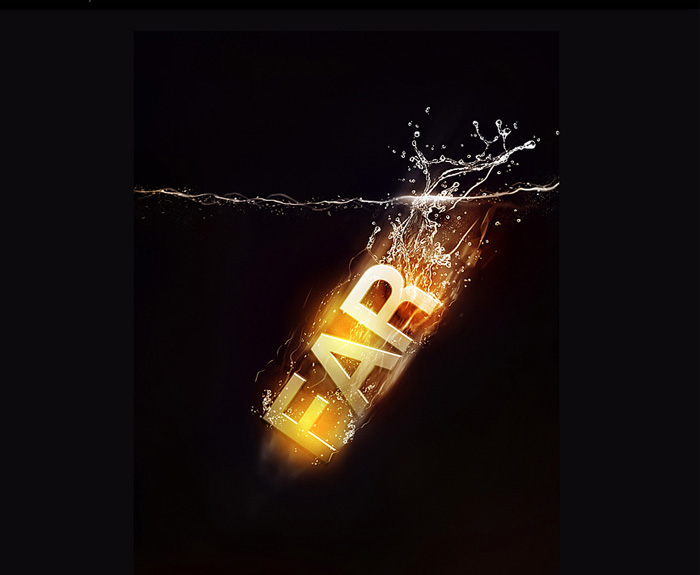 Photoshop设计打造出快速坠入水的火焰金属文字特效