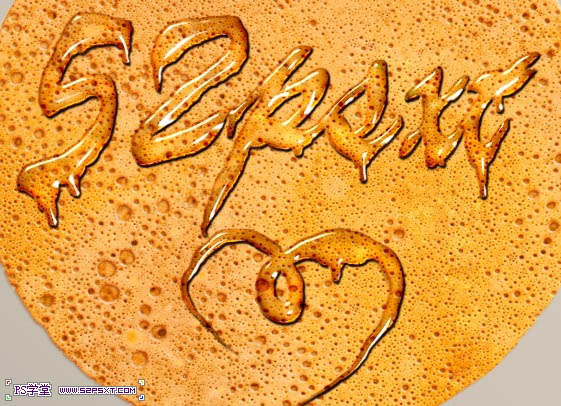 Photoshop设计制作出在饼干上加上逼真的蜜汁字