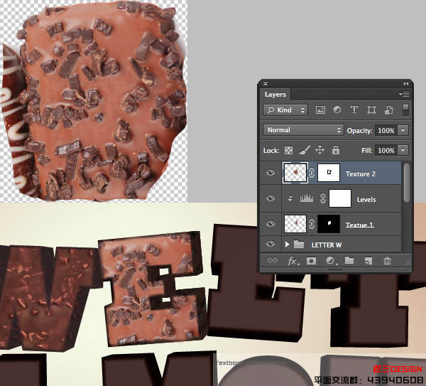 Photoshop设计制作出逼真的巧克力糖果立体字