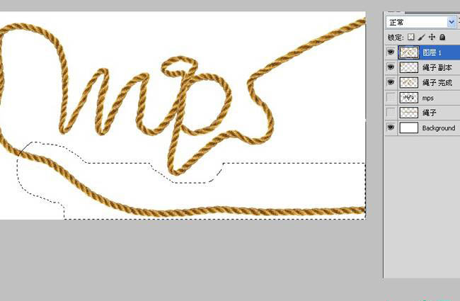photoshop将利用CS5操控变形工具把绳子扭曲成想要的文字效果