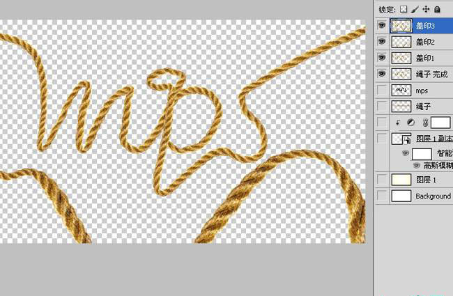 photoshop将利用CS5操控变形工具把绳子扭曲成想要的文字效果