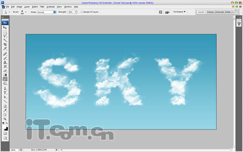 Photoshop打造非常清爽的云彩字