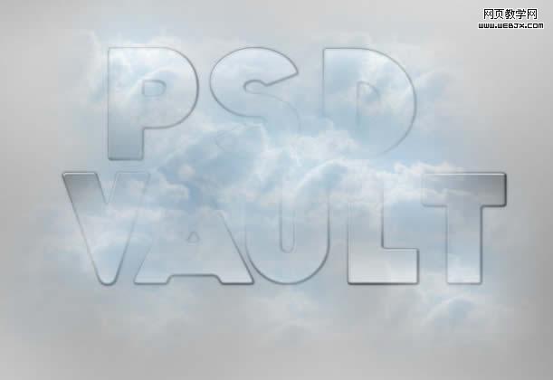 Photoshop打造蓝色云层中透光的透视字