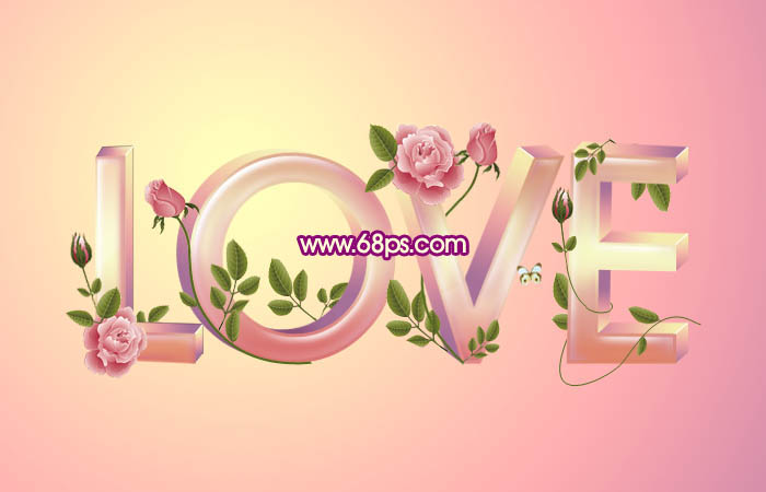 Photoshop打造用漂亮花纹装饰的爱情LOVE立体字