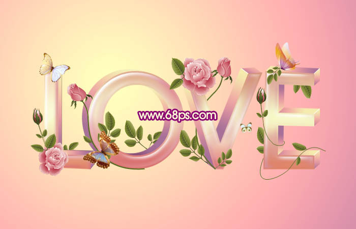 Photoshop打造用漂亮花纹装饰的爱情LOVE立体字