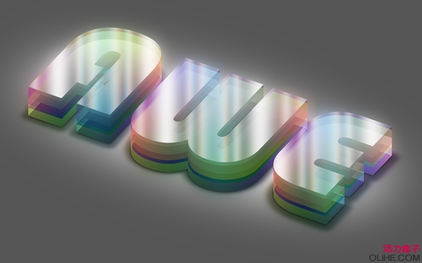 Photoshop 立体效果的漂亮的彩色水晶字