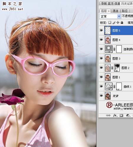 Photoshop 人物甜美的淡紫色