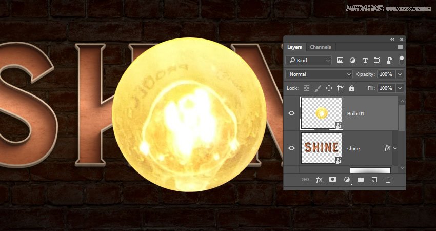 ps怎么做灯泡字?ps制作3d复古风格的灯泡发光字教程