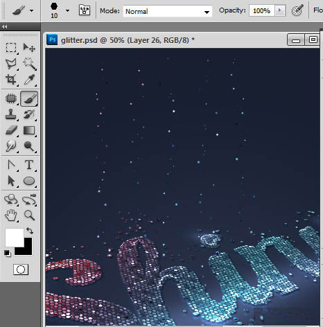 photoshop制作绚丽霓虹灯效果的打散立体文字教程