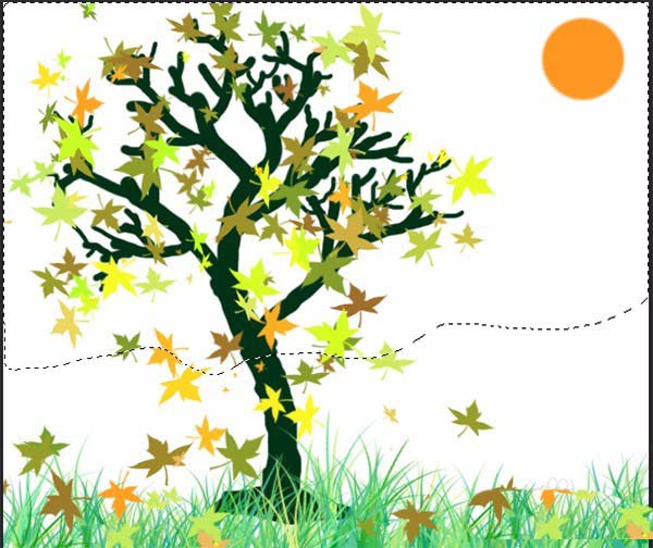 PS怎么手绘秋季落叶效果的图片?