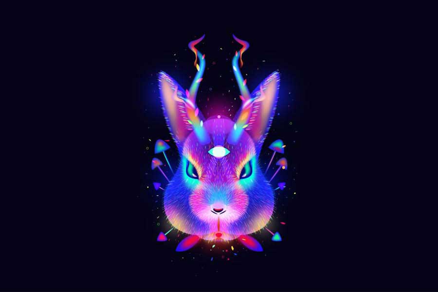 ps设计魔幻绚丽的兔子和鹿重合头像教程