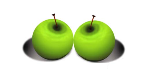 PS怎么绘制两个逼真的青苹果?