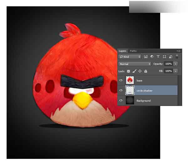 Photoshop绘制超逼真的红色可爱的愤怒的小鸟