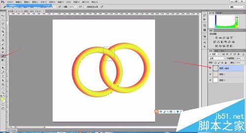 PS怎么绘制两个圆环相交的图?