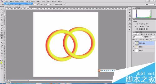 PS怎么绘制两个圆环相交的图?