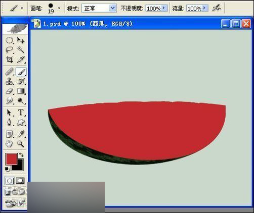 用PS鼠绘超逼真的半边红西瓜