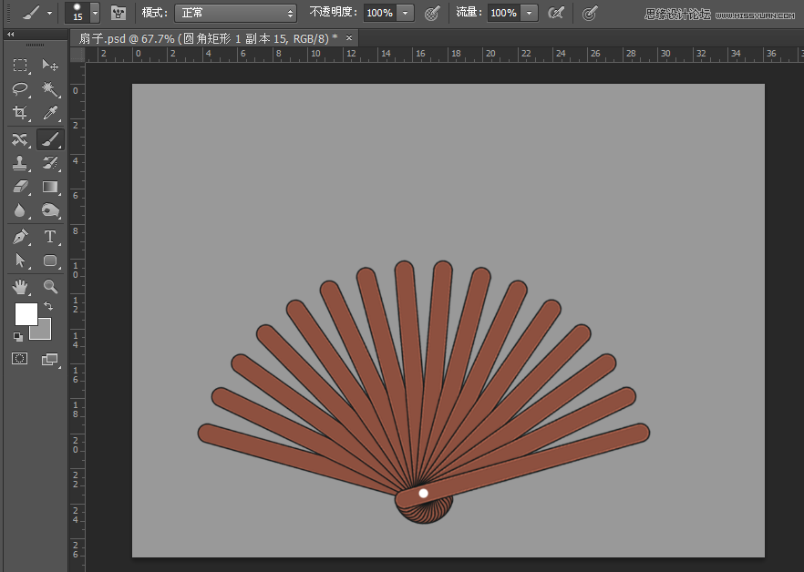 Photoshop鼠绘一把展开效果的香木折扇