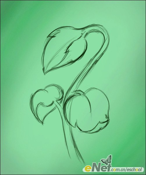 Photoshop手绘制青翠欲滴的绿色植物