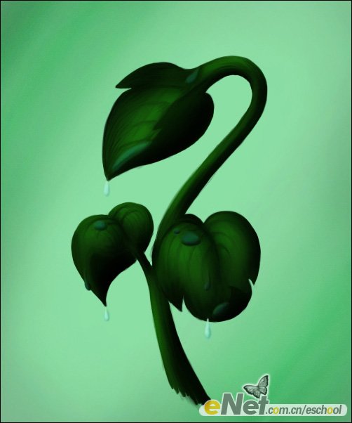 Photoshop手绘制青翠欲滴的绿色植物