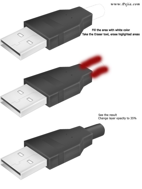 PS制作逼真的USB插头教程