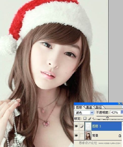 Photoshop将圣诞美女图片制作出转手绘效果