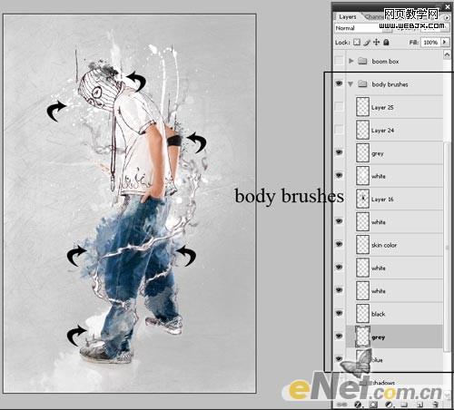 Photoshop将牛仔裤帅哥制作出手绘草图特效