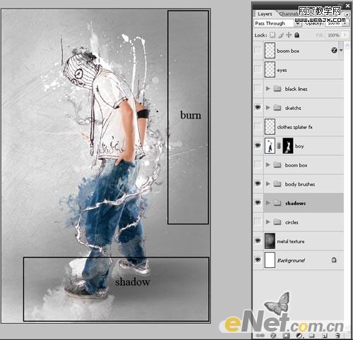 Photoshop将牛仔裤帅哥制作出手绘草图特效