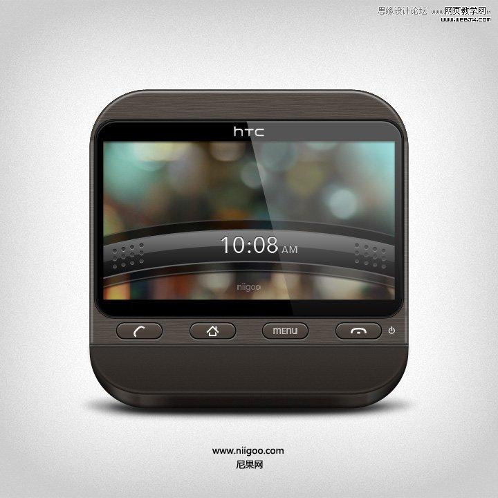 Photoshop鼠绘制作质感HTC手机图标教程