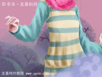 photoshop鼠绘可爱的围红围巾的小女孩