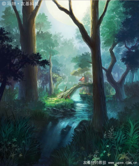 photoshop鼠绘夜色中的梦幻森林