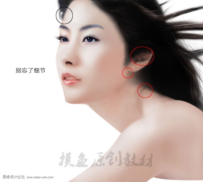 photoshop鼠绘逼真的美女头像