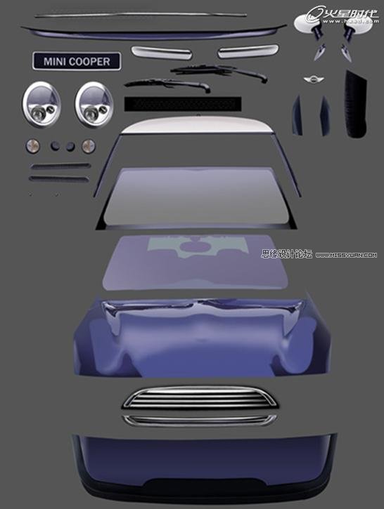 photoshop鼠绘一辆可爱的蓝色小汽车