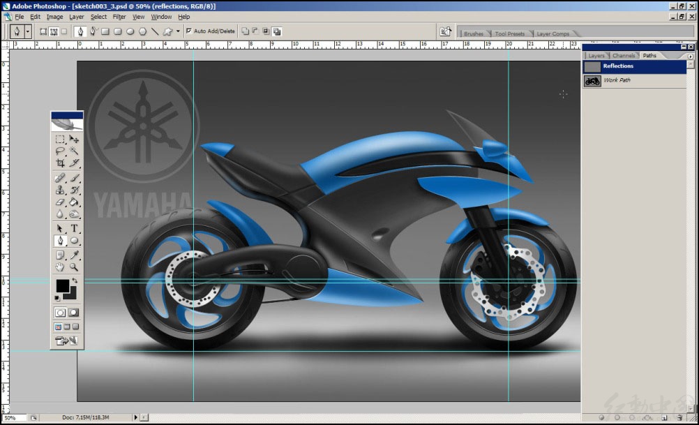 Photoshop鼠绘未来版的概念摩托车